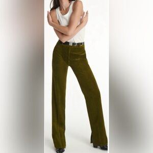The Kooples Olive Green Corduroy Trouser Suit Pants Size 38
